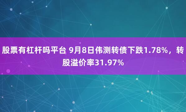 股票有杠杆吗平台 9月8日伟测转债下跌1.78%，转股溢价率31.97%