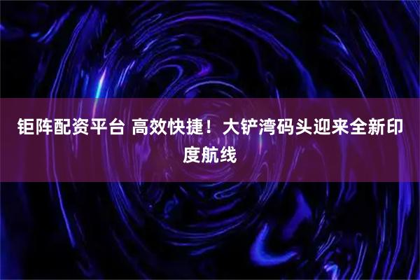 钜阵配资平台 高效快捷！大铲湾码头迎来全新印度航线